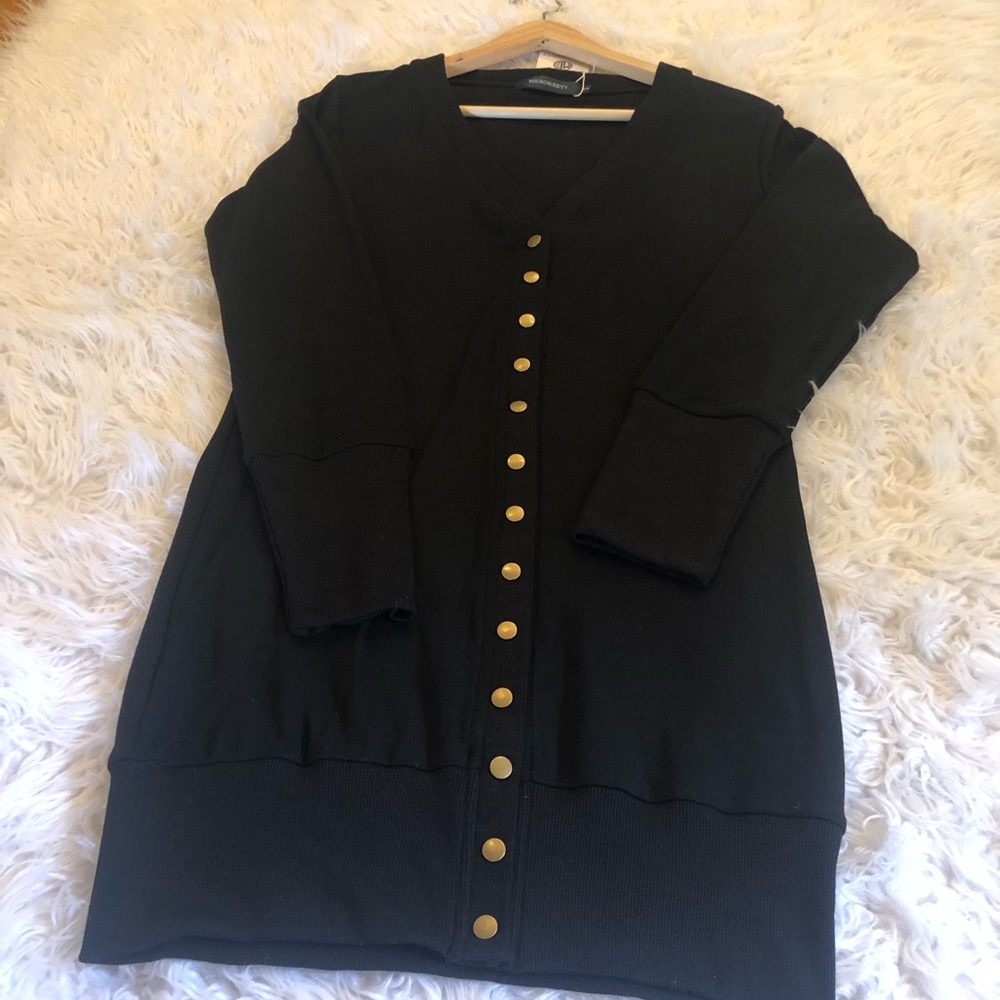 Long Sleeve Snap Button Down Solid Color Knit Rib… - image 5